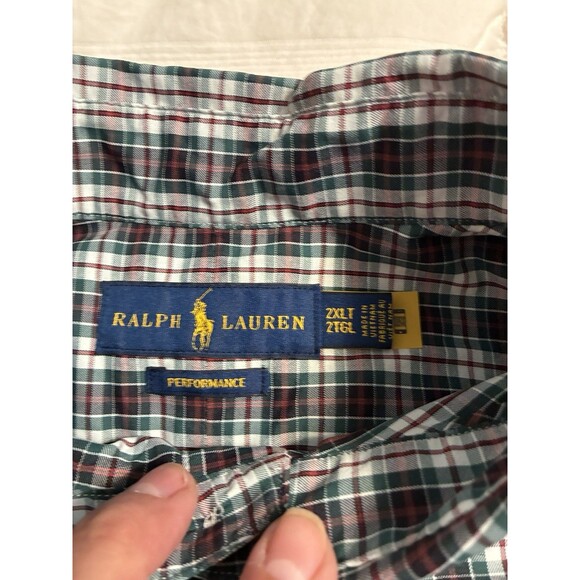Ralph Lauren Performance Button Down Shirt 2XLT Blue Green Red Plaid Lightweight - Picture 3 of 10